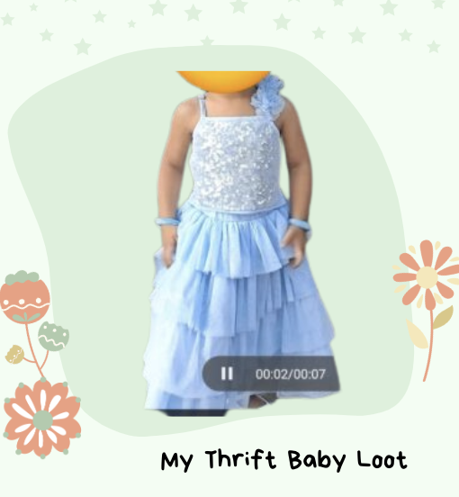 Preloved Babyhug sky blue net sequence ghagra choli (1-3 years)